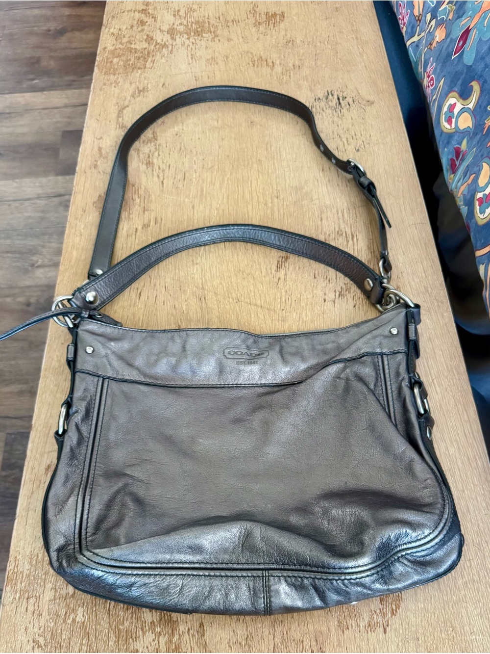 Coach Vintage Leather Hobo Bag - Metallic Gray